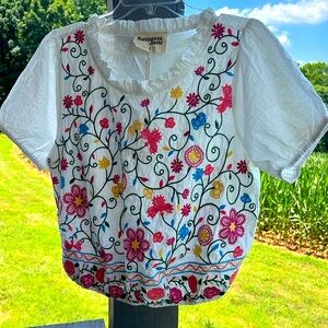 Savanna Jane Embroidered shirt, EUC